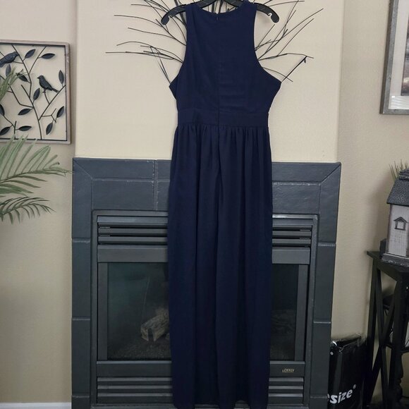 NWT Pink Boutique sz 14 criss cross front with cut out belly blue maxi gown - Picture 2 of 5